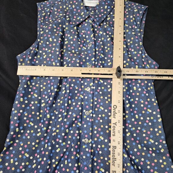 Liz Claiborne Womens Dress Multi-Color Size 8 100% Cotton Sleeveless Polka Dot - Picture 3 of 12